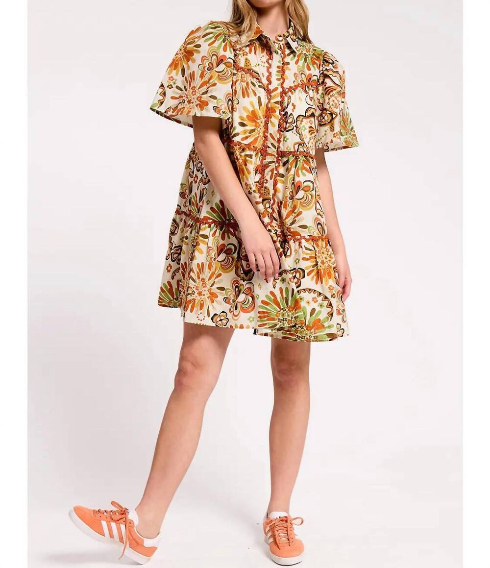 NEW ULTRAMARINE fresh pick floral button-down dress in beige